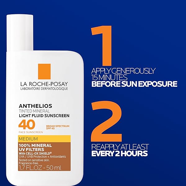 LA ROCHE-POSAY ANTHELIOS SUNSCREEN SPF 40, ULTRA-LIGHT FLUID BROAD SPECTRUM SPF 50, FACE SUNSCREEN WITH TITANIUM DIOXIDE MINERAL, LIGHTWEIGHT & FAST-ABSORBING, OIL-FREE, MATTE FINISH