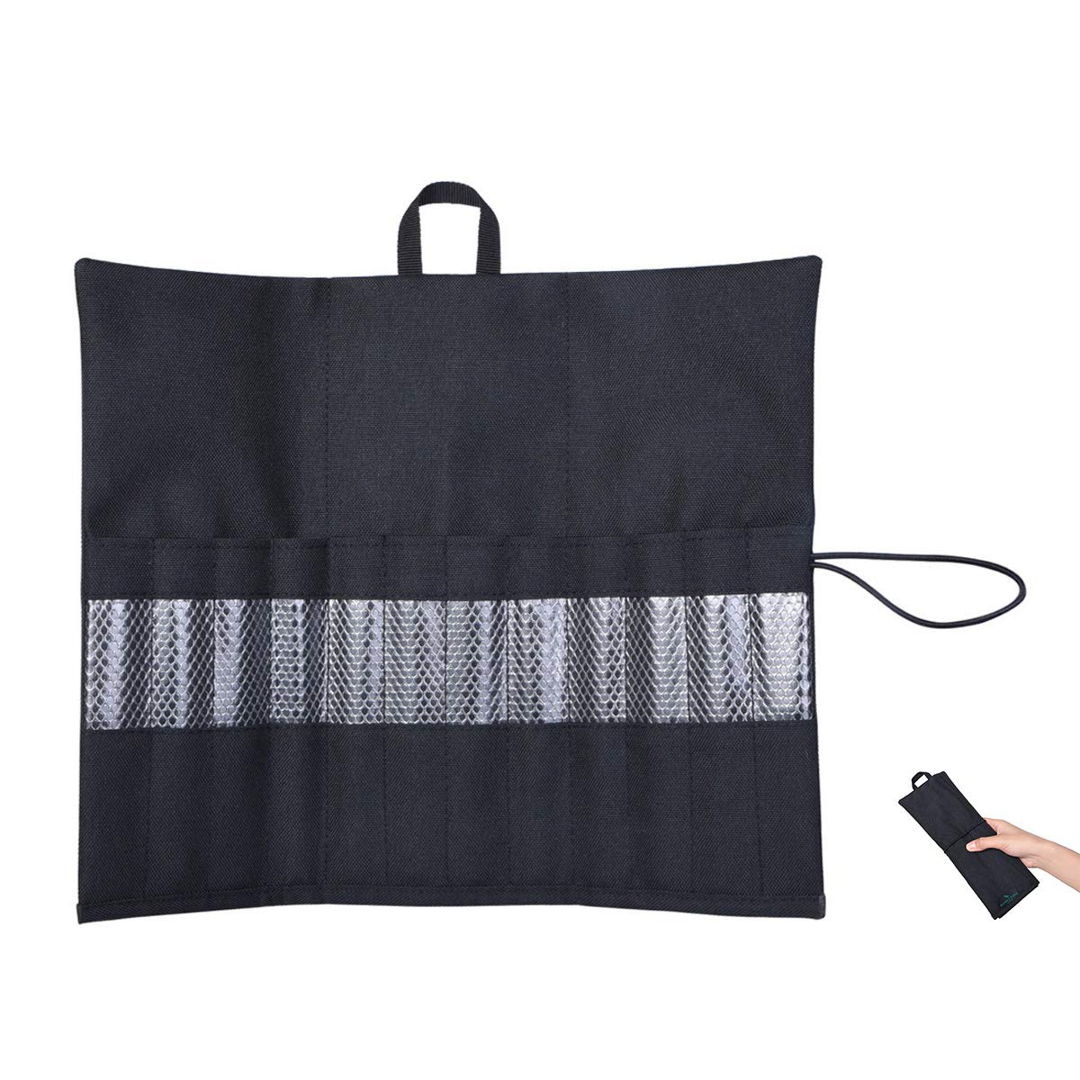 iBasingo Cutlery Roll Holder Camping Portable Tent Pegs Carry Kit Arrange Bag for Chopsticks Straw Knife Fork Spoon Make-up Brush Multipurpose Storage BV1032