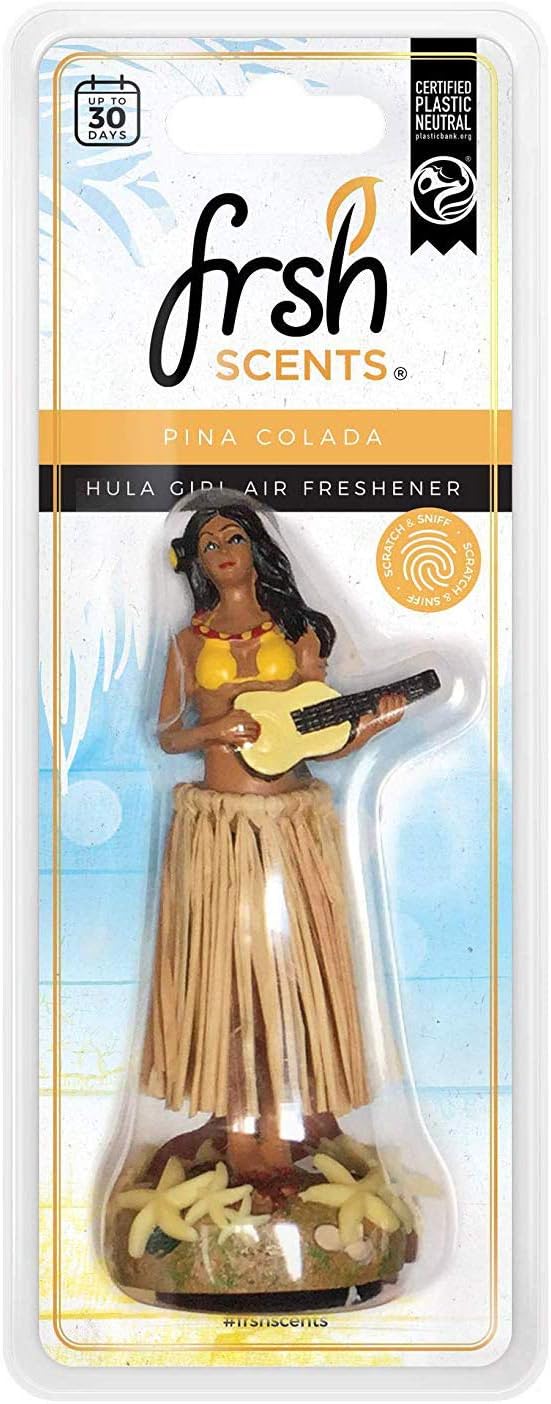 FRSH Scents FR9750 Car Air Freshener 3D Hula Girl with Pina Colada Fragrance, Beige, 50 g (Pack of 1)
