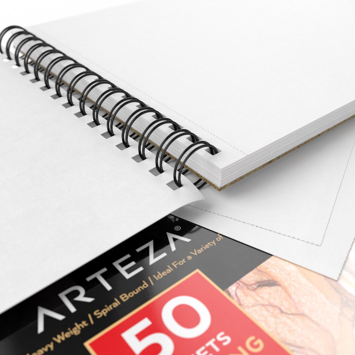 Arteza 8X10” Drawing Pad, Pack of 2, 100 Sheets (80lb/130g), Spiral Bound Artist Drawing Books, 50 Sheets Each, Durable Acid Free Drawing Paper, Ideal for Kids & Adults, Bright White: Office Products