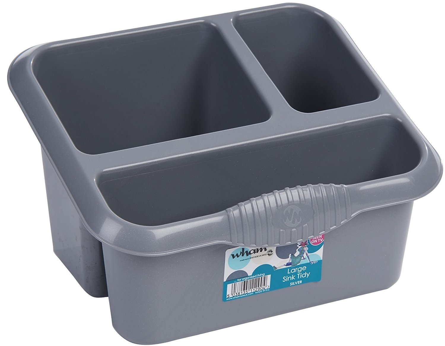 Wham Silver High Grade Large Plastic Sink Tidy Cutlery Drainer Holder Caddy