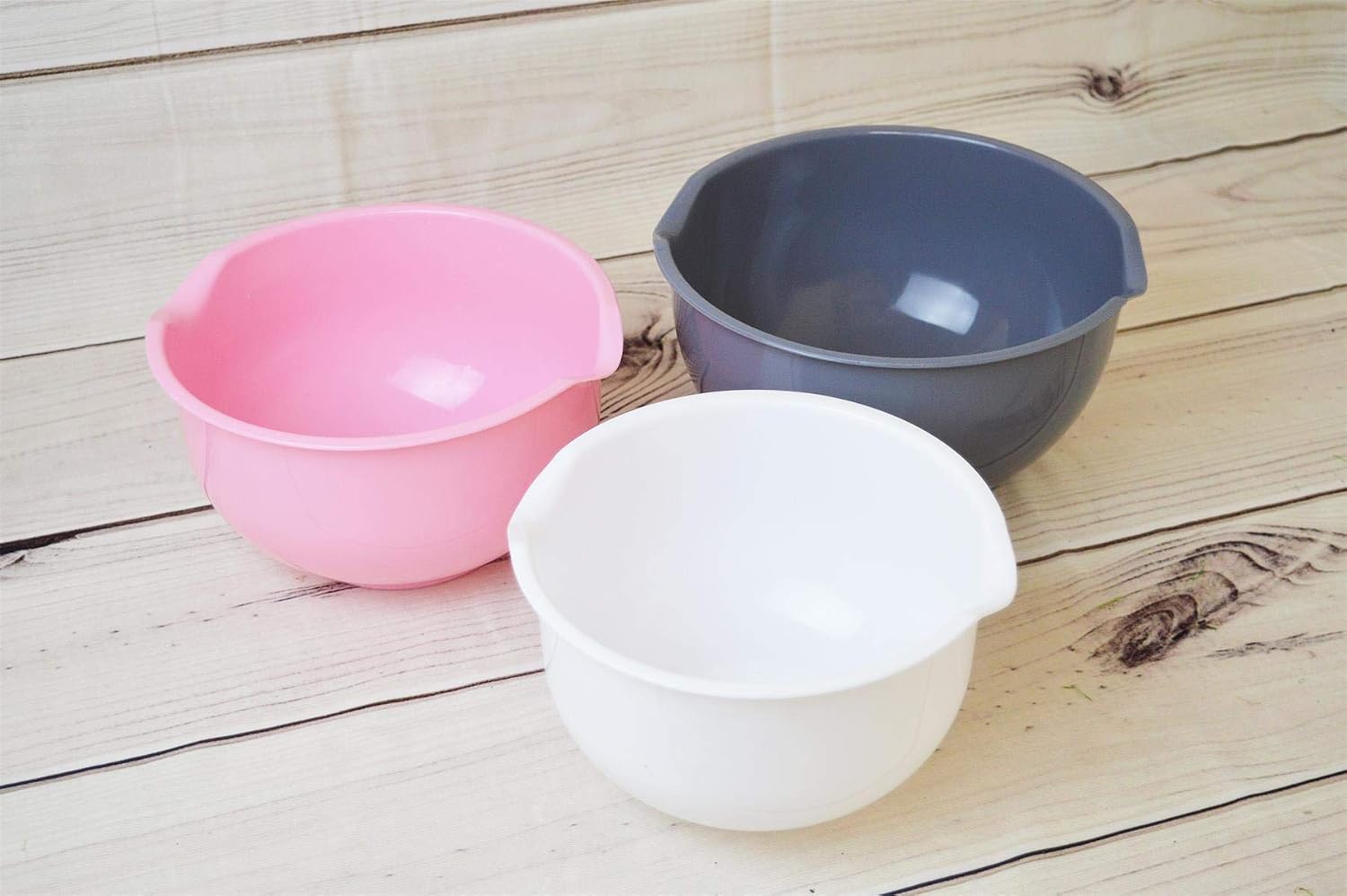 3 Piece Mixing Bowl Set Non-Slip Baking Cooking Food Preparation 3 Sizes Pack Pink Grey White, Pink, Grey, White, Medium, Small, Large - Image 4