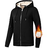 MoFiz Women's Fleece Zip Up Hoodie Warm and Cozy Sherpa Lined Sweatshirt Winter Hoodie Jackets for Women with Pockets