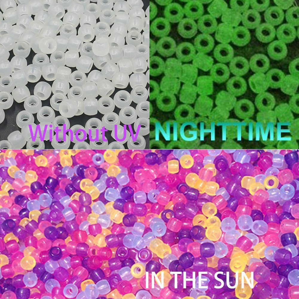 Trasfit 550 Pieces UV Beads Multi Color Changing UV Reactive Plastic