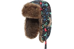 FUOITA Baby Toddler Trapper Hat Kids Adjustable Ushanka Waterproof Winter Aviator Hat for Boys 1T-8T