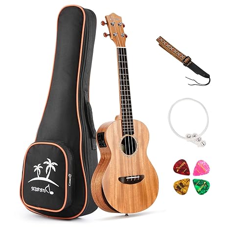 Donner Konzert Ukulele Elektrisch mit EQ, 23 Zoll Solid Mahagoni Body Elektro Akustik DUC-4E