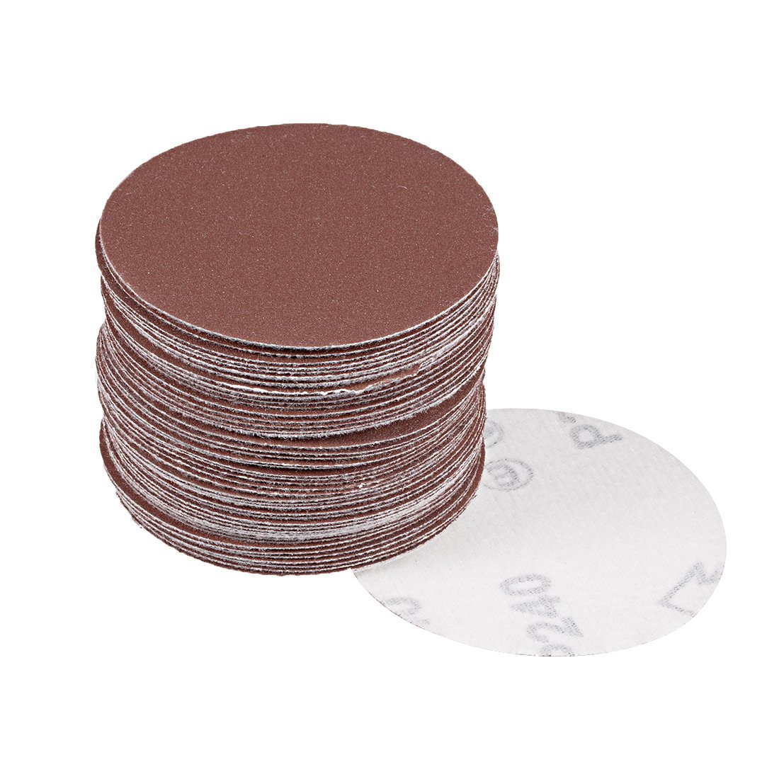 sourcingmap 50Pcs 3 inch Hook and Loop Sanding Disc 240 Grits Flocking Sandpaper for Random Orbit Sander Brown โ image 1