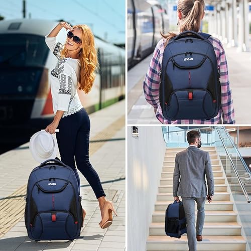 Rolling Backpack for Adults, 17inch Laptop Travel Backpack with