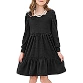 JiAmy Toddler Dress Little Girls Long Sleeve Sweater Knit Fall Winter Casual Tiered Dresses with Pocket