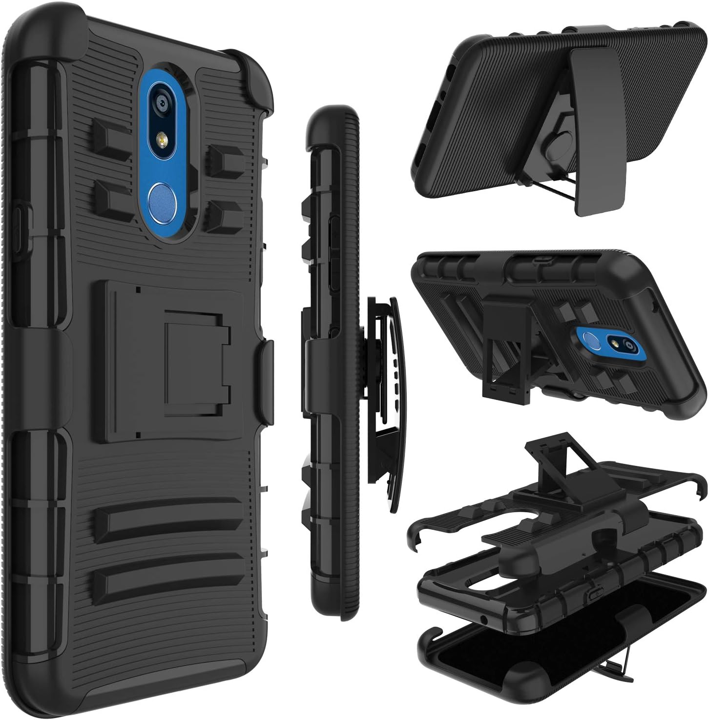 zenic LG V50 ThinQ Case, LG V50 ThinQ 5G Case, Heavy Duty Shockproof Holster Protective Case with Swivel Belt Clip Kickstand for LG V50 ThinQ (Black)