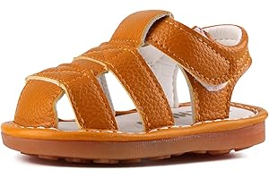 QIETION Toddler Boys & Girls Squeaky Sandals Closed-Toe Anti-Slip Rubber Sole First Walkers Shoes