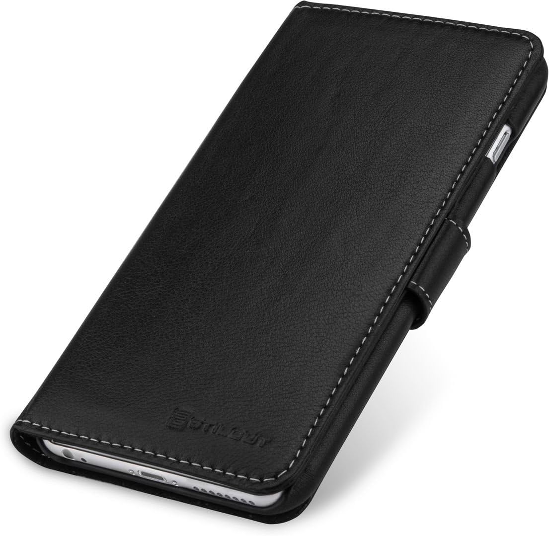 StilGut Wallet Type Leather Case Compatible with iPhone 6Plus/6s Plus 5.5", Black Nappa - Image 5
