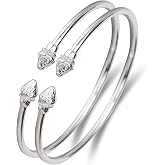 Better Jewelry Elegant Pointed Ends Solid .925 Sterling Silver West Indian Bangles, 1 pair