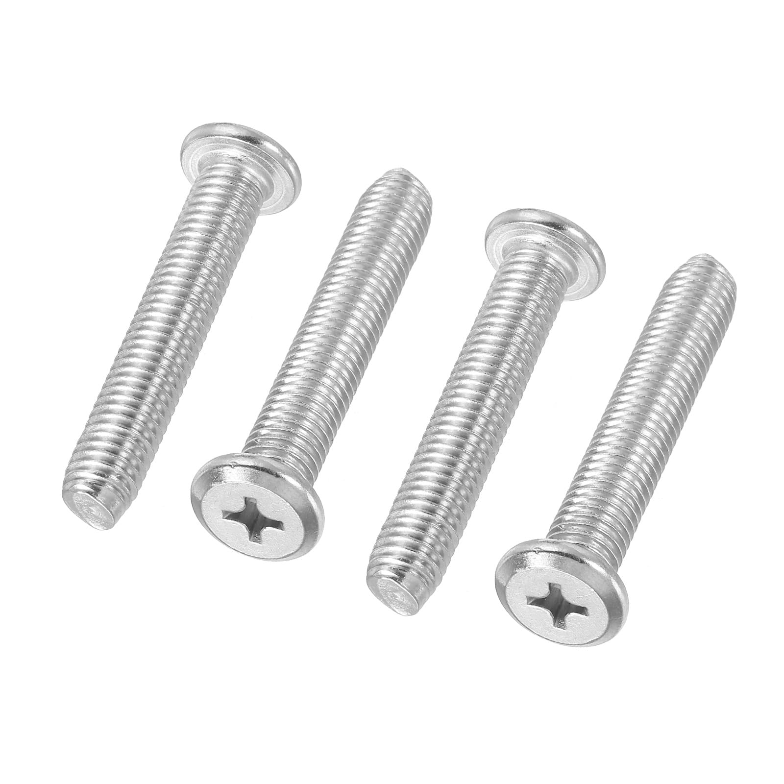 PATIKIL Flat Round Head Phillips Screws, 4 Pack M8-1.25 x 70mm Binding Screws 304 Stainless Steel 18-8 Full Thread, Phillips Drive Machine Screw Furniture Screw Connector Bolts