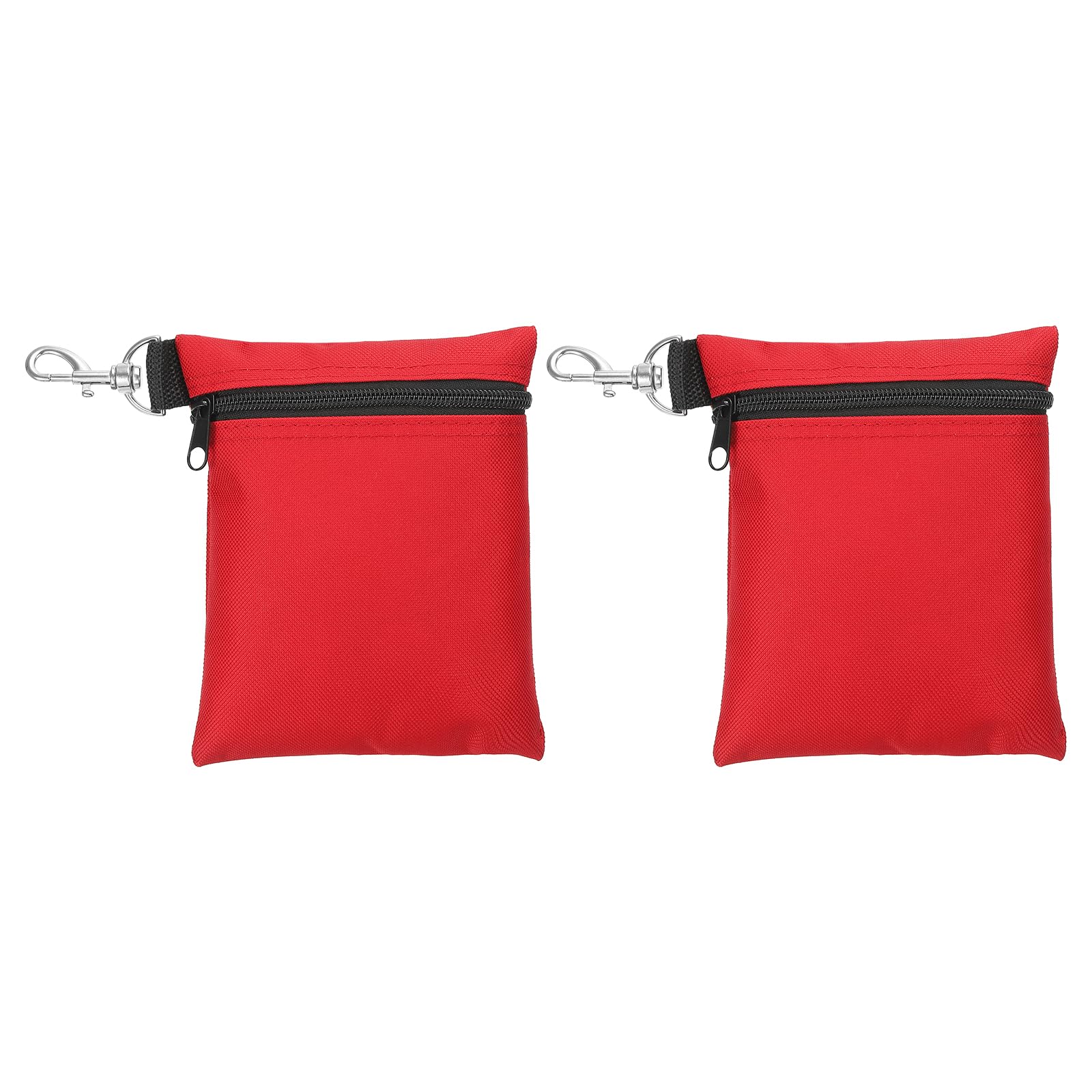 PATIKIL Zipper Golf Tee Pouch 6.7 x 5.5 Inch, 2 Pack Valuables Golf Tee Bag Golf Bag Accessories with Clip for Men Women Storage, Red