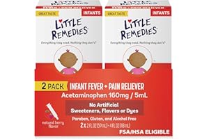 Little Remedies Infant Fever & Pain Reliever, Natural Berry Flavor, 2 Fl Oz (Pack of 2)