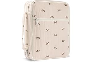 WOBAGMEN Bible Cover Case for Women,Cordoury Bible Cover for Men Women with Handle,Bow Bible Bag,Carrying Case Bible Protective Christian Gift（Bow M）