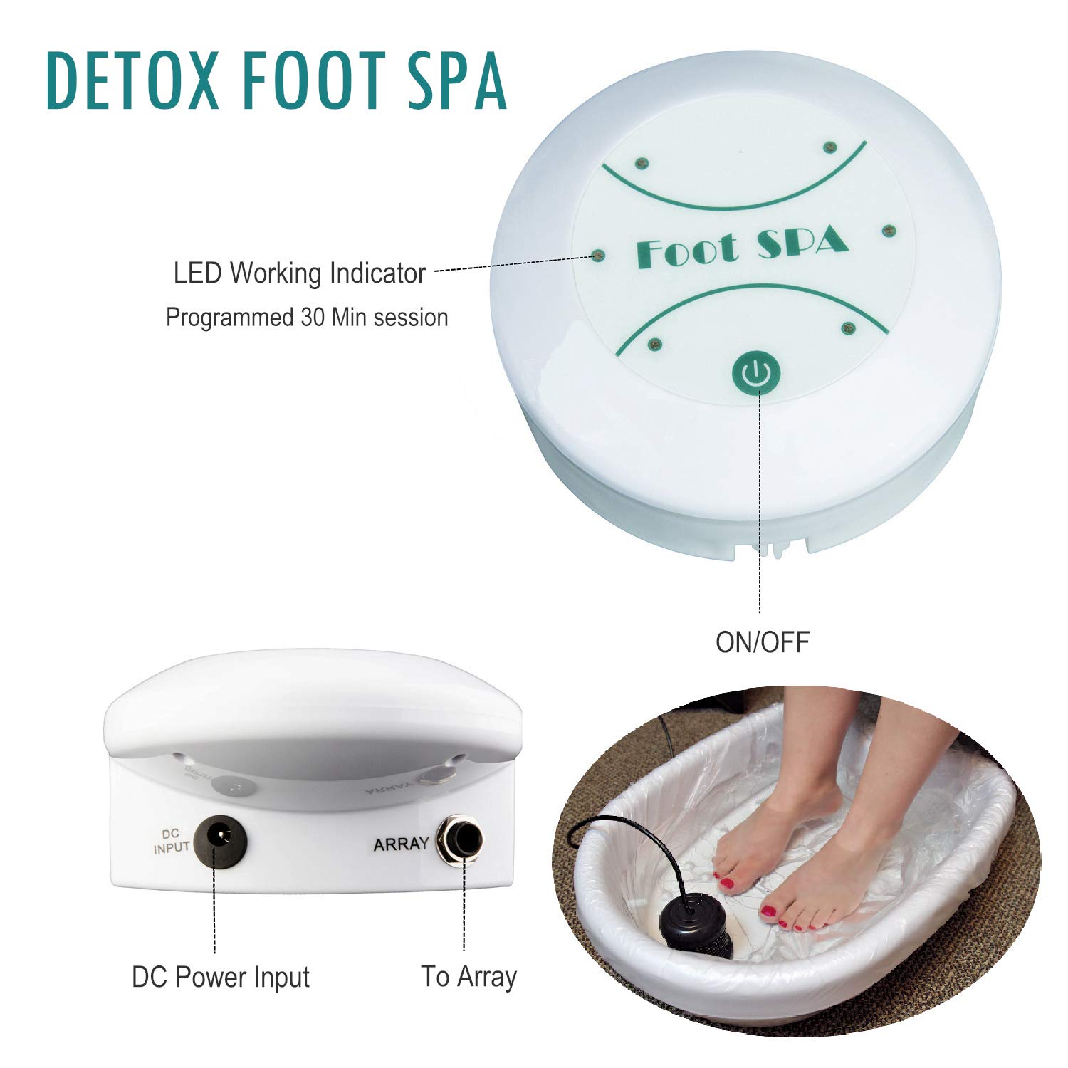 Portable Ionic Detox Foot Bath Machine, Ionic Detox Foot Spa Chi Cleanse with 5 Liners for Home Use Spa Club Salon or Holiday Travel Gift US Stock(Tub not Include): Beauty