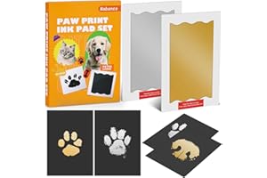Nabance Baby Footprint Kit, Paw Print Kit, Dog Nose Print Kit, 2 Large Size Gold and Silver Ink Pads with 4 Black Imprint Card, No Mess Paw Print Stamp Pad for Dog & Cats, Nose Print Stamp Pad for Dog