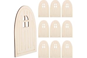 VILLCASE 10pcs Wooden Fairy Doors, Unpainted Miniature Doors for DIY Crafting, Garden Mini Fairy House Decor, Unfinished Craft Accessories for Wall Decoration, Beige, 3.9 X 2.5 Inch