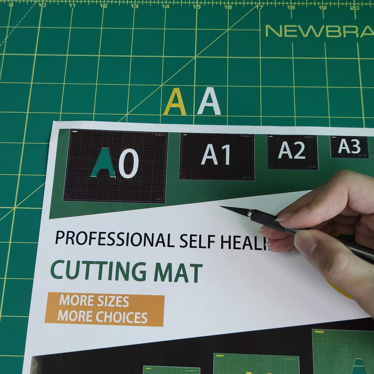 NEWBRAUG 24'' × 36'' Large Self Healing Gridded Rotary Cutting Mat, Big Double Sided 5-Ply Cutting board for Sewing, Quilting, Craft, Fabric & Scrapbooking(Green/Black)…