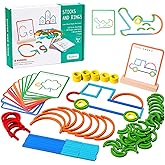 Construction Sticks & Rings Shape Puzzle Letter Construction Set Wooden Pattern Blocks Stem Toy Educational Learning Games Mo