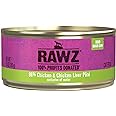Rawz Natural Premium Pate Canned Cat Wet Food - Made with Real Meat Ingredients No BPA or Gums - 5.5oz Cans 24 Count (Chicken & Chicken Liver)