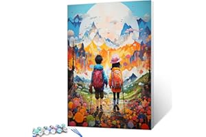 TUMOVO Mountain Climbing Framed DIY Paint by Numbers Kits with Brushes and Acrylic Boy and Girl Pigment Canvas Painting for Adults Kids Graffitic Picture Arts Craft Home Decor 16''x20''inch (DIY Frame)