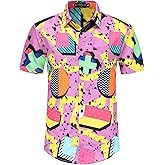 DOOPCCOR 90s Shirt 80s Shirts for Men 80s 90s Disco Retro Casual Button-Down Shirts 80s Mens Clothing