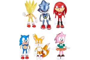 Hionwudo Sonic Action Figures Toys Cake Toppers 6pcs for Kids, Birthday Decorations Party Supplies Collection Playset