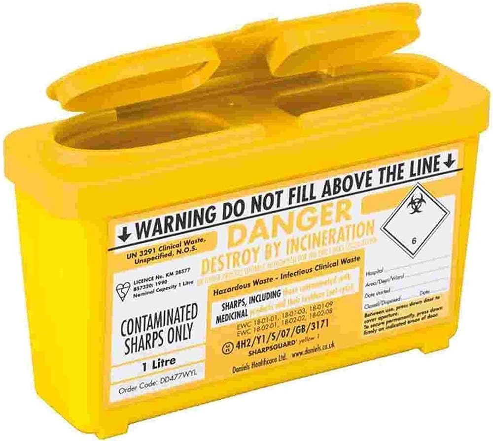 Sharpsguard Bin 1 Litre Yellow Pack of 2