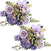 ASTRYAS Artificial Flowers, Peonies Artificial for Decoration Small Silk Flowers Bouquet Artificial Purple Peony for Wedding Party Cake Home Décor (Purple)