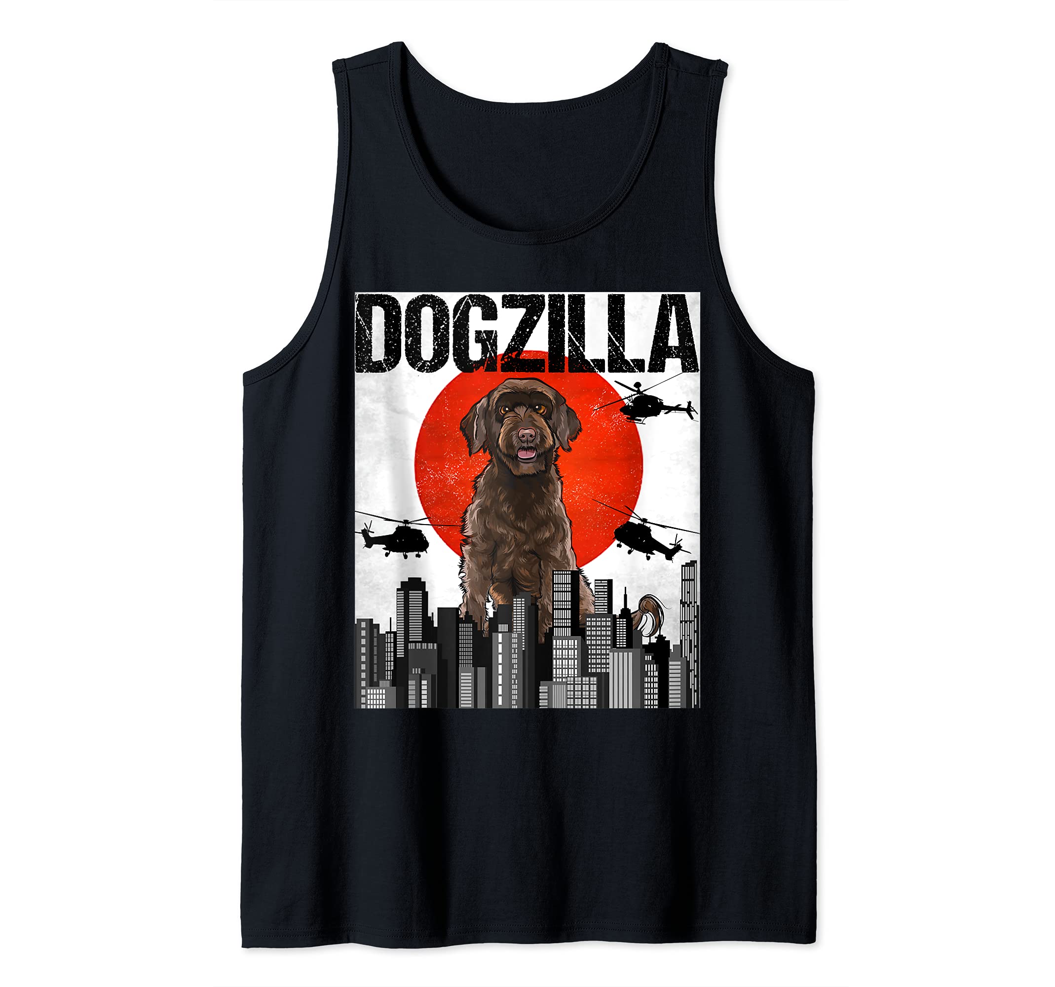 Funny Vintage Japanese Dogzilla Portuguese Water Dog Tank Top