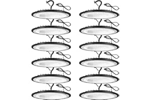 YANYCN 12 Pack 100W UFO Led High Bay Light Fixture,5000K Daylight Commercial Shop Bay Lighting,120v,15000LM,[450W MH/HPS Equiv.] US Plug Area Lighting for Warehouse/Barn/Gym/Factory/Workshop