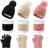 Liitrsh 12 Pack Winter Hat Scarf Gloves Ear Warmer Set for Women Knit Beanie Neck Warmer Touch Screen Gloves Gifts