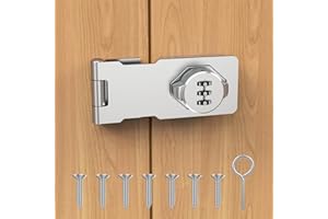I-EASYDWW Cabinet Password Hasp Lock, Cabinet Keyless Lock with Screws, Cabinet Combination Lock for Small Door, Cabinets, Barn Door, Bathroom, Outdoor, Garage, Garden, Silver, 2 Pack