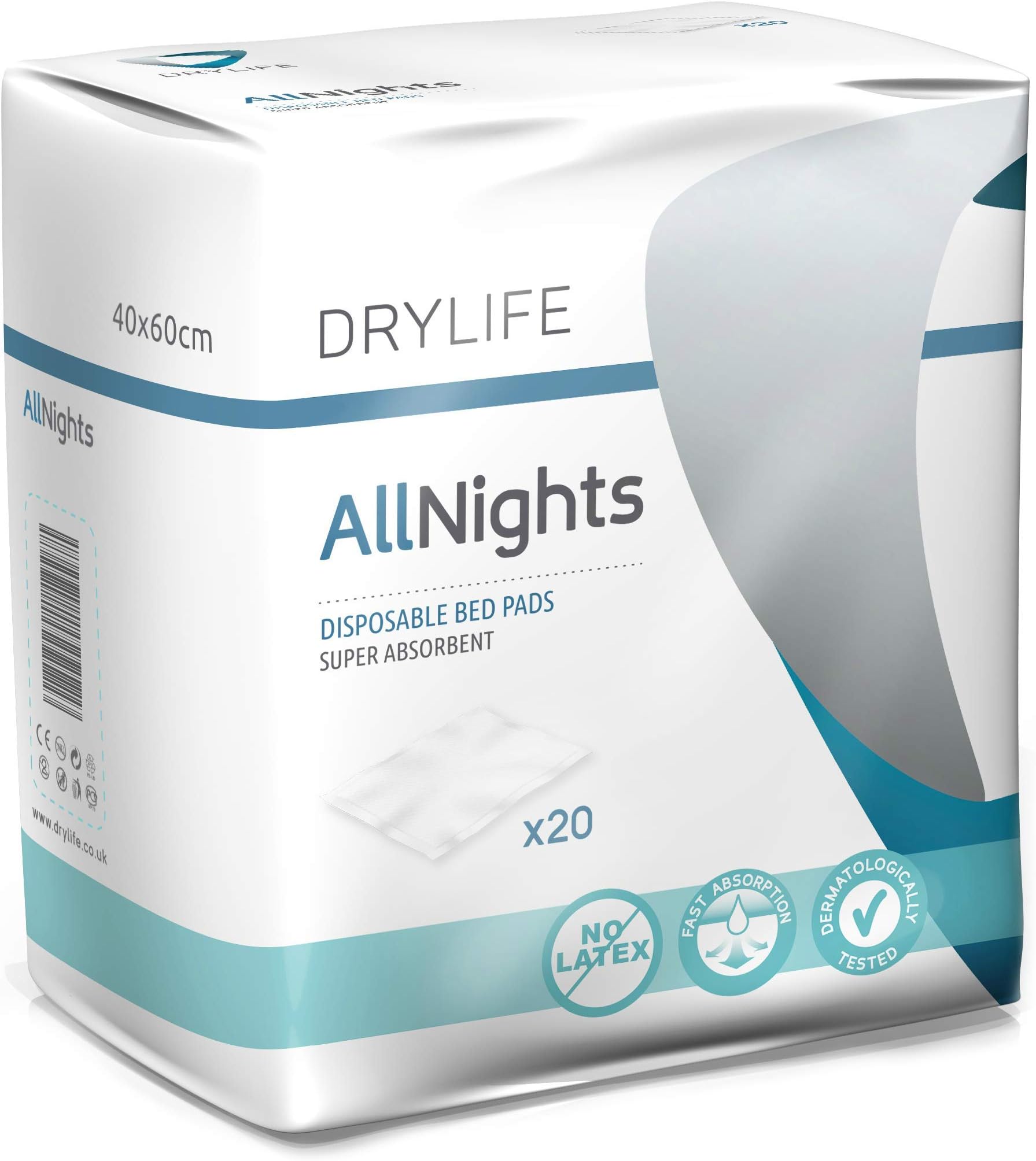 40 x Drylife All Nights Disposable Incontinence Bed Pads - 40cm x 60cm