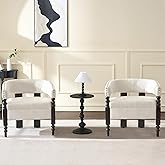 LOULENS Barrel Accent Chairs Set of 2, Vintage Chenille Upholstered Lounge Chair with Solid Wood Legs, Comfy Leisure Side Arm