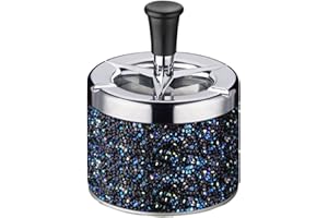 2025 New Car Ashtray with Lid, Push Down metal ashtrays with Spinning Tray, Detachable Stainless Smokeless Ashtray for Univer