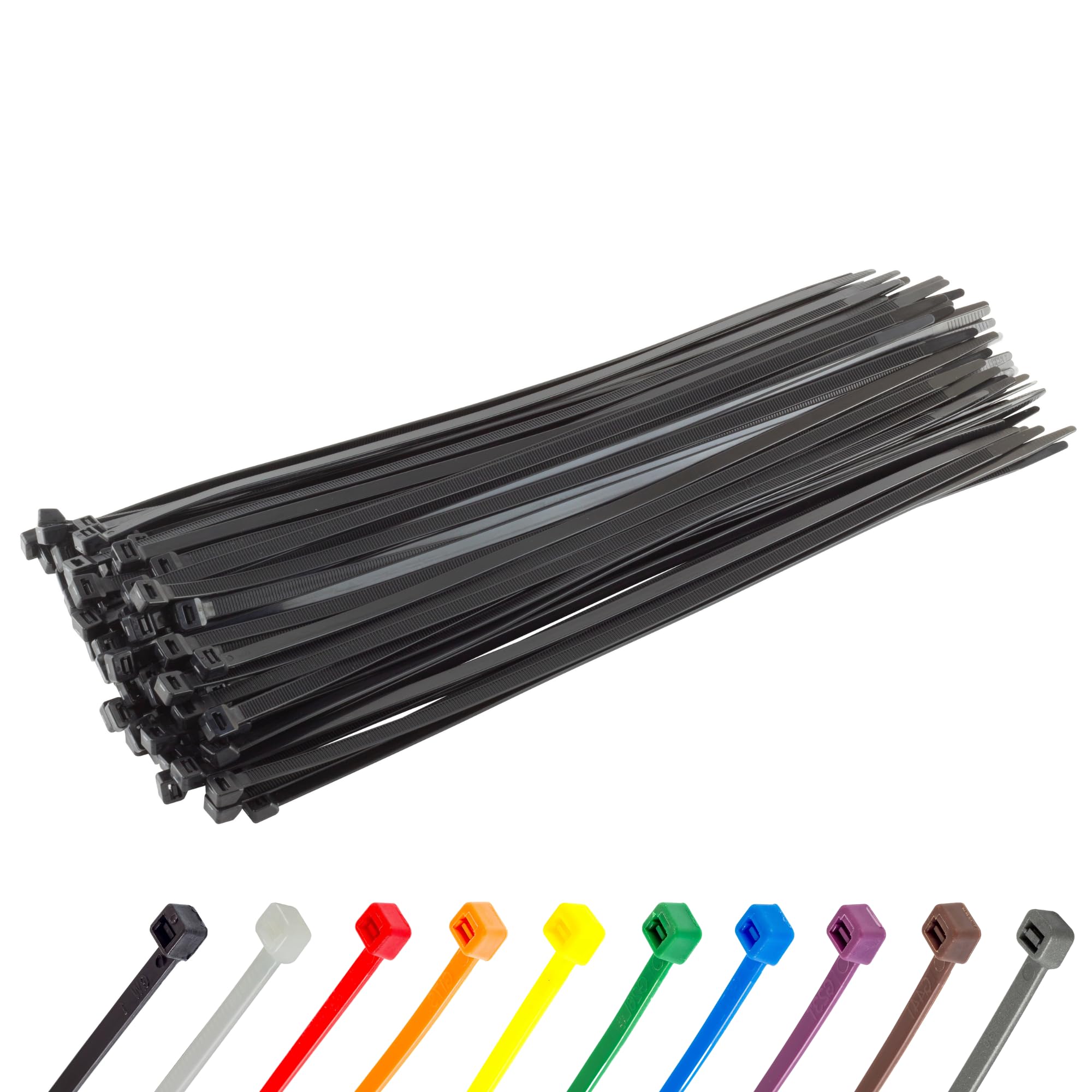 Gocableties Black Cable Ties Heavy Duty, 450mm x 9.0mm, Pack of 100, Long Nylon Zip Ties, Plastic Tie Wraps, Secure Self-Locking Mechanism, for Home, Garden, Office and DIY