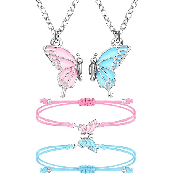 2-Piece Half Sun Pendant Necklace Set | BFF Matching Friendship Jewelry, Magnetic, Adjustable Chain, Gift Ready