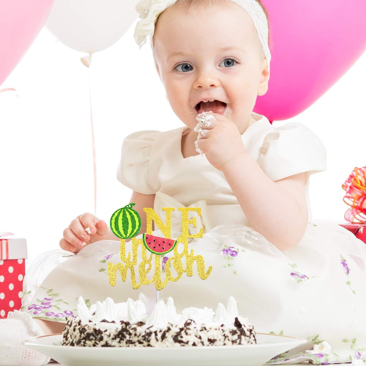 Girl's Birthday One in a Melon Cake Topper Glitter ...