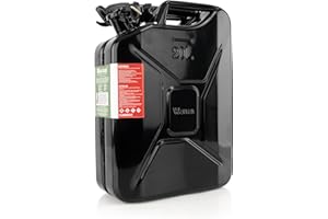 Wavian USA Authentic NATO Jerry Can and Spout System - Rust-Proof, EPA & CARB Compliant, Black, 20 Litre, Wavian 5 Gallon Gas Cans for Gasoline