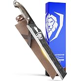 Dalstrong 12" Slicing &amp; Carving Knife - Swedish 14C28N Steel | Barbarian Series - Stabilized Wood Handle - Leather Sheath - Razor Sharp - Premium Kitchen Cutlery