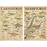 Dinosaurs - Educational 2 Piece Poster Set (The Carnivores &amp; The Herbivores) (Size: 24" x 36" each)