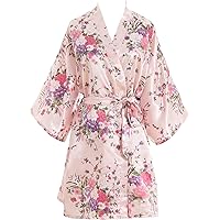 Cherry Blossoms Floral Kimono Robe Silk Bridal Bridesmaid Wedding Robes Bathrobe