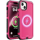 Follaroma for iPhone 14 Plus Case, Compatible with MagSafe, Heavy Duty Shockproof Protective Phone Case, Anti-Drop Protection, Dual Layer Magnetic Phone Cover for iPhone 14 Plus, 6.7", Hot Pink