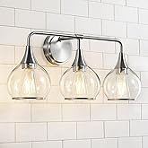 HAHZT Brushed Nickel Bathroom Vanity Light 3 Lights Bathroom Light Fixtures Over Mirror with Clear Glass Shade 22.4 inch Wall