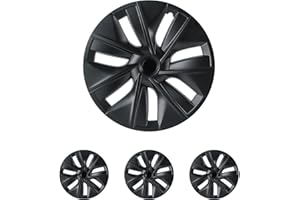 YIZBAP 4PCS Tesla Model Y Hubcaps - 19 Inch Matte Black Gemini Style Wheel Cover Hub Cap Fit 2020-2023 Model Y