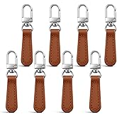 6 PCS Zipper Pulls for Purses, Detachable Leather Zipper Handle Replacement Portable Leather Zippers Repair Tab Replacement for Jacket Backpacks Luggage Handbags Suitcase, Brown